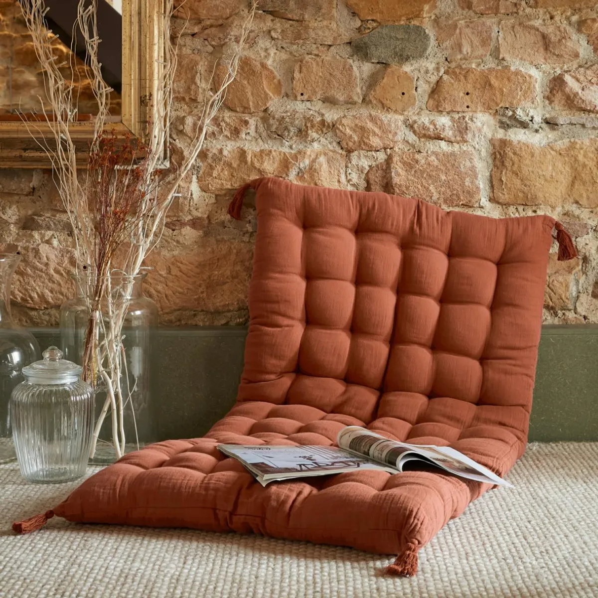 EMINZA Matelas de sol gaze de coton (60 x 120 cm) Gaïa Terracotta Online