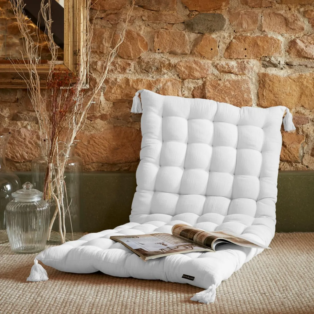 EMINZA Matelas de sol gaze de coton (60 x 120 cm) Gaïa chantilly Blanc Outlet