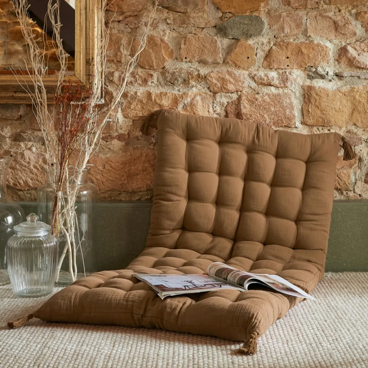 EMINZA Matelas de sol gaze de coton (60 x 120 cm) Gaïa Camel Sale