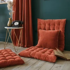 EMINZA Matelas de sol velours de coton (60 x 120 cm) Victor Terracotta Hot