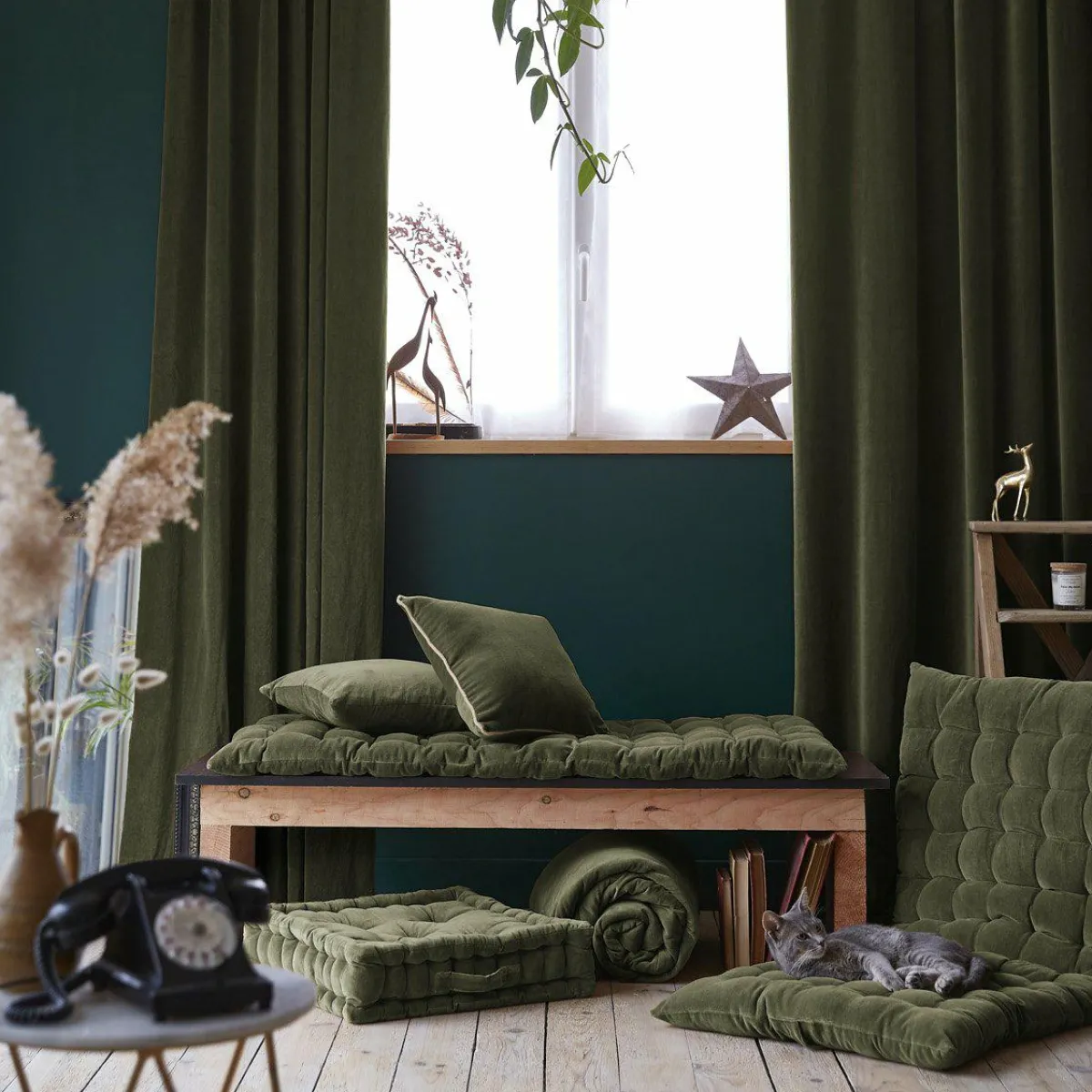 EMINZA Matelas de sol velours de coton (60 x 120 cm) Victor thym Vert Sale