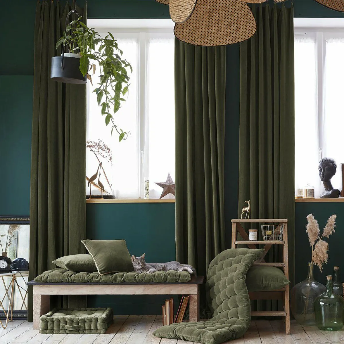 EMINZA Matelas de sol velours de coton (60 x 120 cm) Victor thym Vert Sale