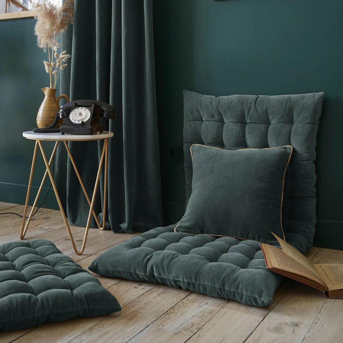 EMINZA Matelas de sol velours de coton (60 x 120 cm) Victor Gris ardoise