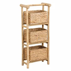 TENDANCE Meuble 3 paniers bambou et jacinthe d'eau (39 x H91 cm) Hanoï Naturel Best