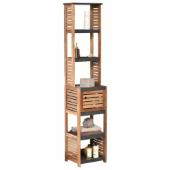TENDANCE Meuble colonne salle de bain (38 x H170 cm) Elément Acacia Bois Hot