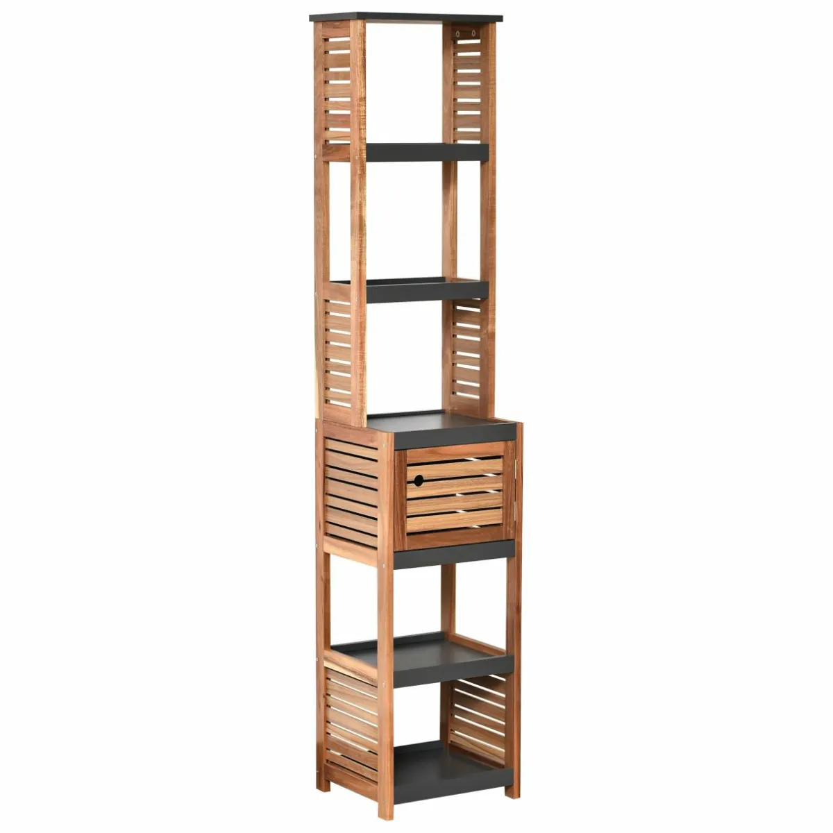 TENDANCE Meuble colonne salle de bain (38 x H170 cm) Elément Acacia Bois Hot