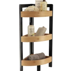 TENDANCE Meuble d'angle 3 étagères bambou (23 x H61 cm) Harmonie Noir Outlet