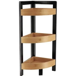 TENDANCE Meuble d'angle 3 étagères bambou (23 x H61 cm) Harmonie Noir Outlet