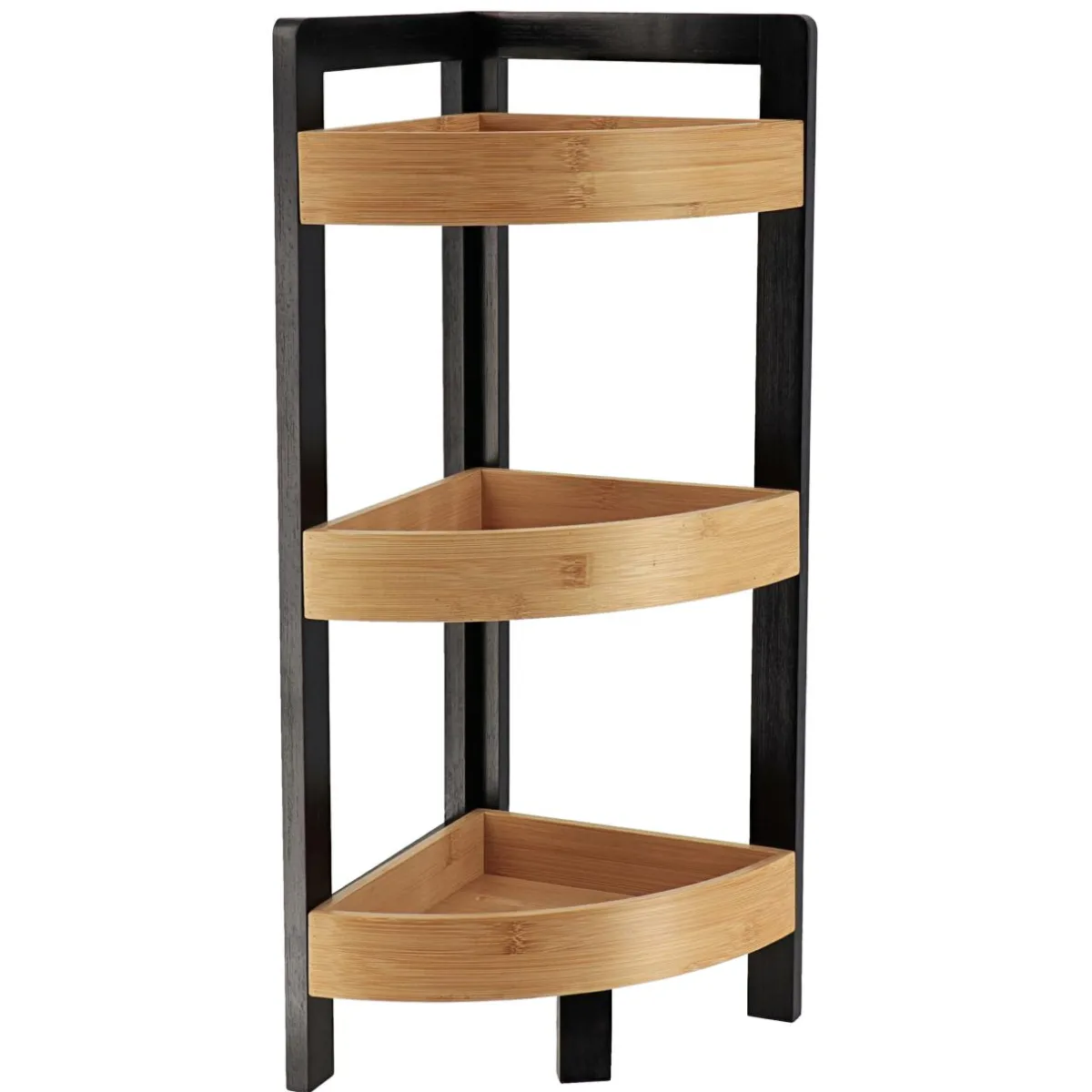 TENDANCE Meuble d'angle 3 étagères bambou (23 x H61 cm) Harmonie Noir Outlet