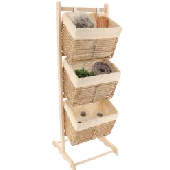 TENDANCE Meuble de rangement 3 paniers inclinés (H102 cm) Paulownia Beige Best