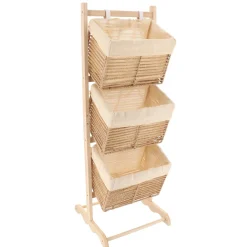 TENDANCE Meuble de rangement 3 paniers inclinés (H102 cm) Paulownia Beige Best
