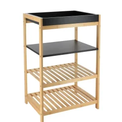 TENDANCE Meuble de rangement bambou 4 étagères (H70 cm) Harmonie Noir Hot