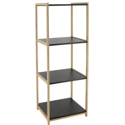 TENDANCE Meuble de rangement bambou 4 étagères (35 x H102 cm) Harmonie Noir Hot