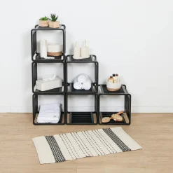 TENDANCE Meuble de rangement empilable (33 x H33 cm) Smart Kube Noir Discount