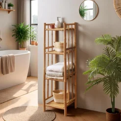 EMINZA Meuble de rangement en bambou 4 étagères (30 x H115 cm) Hanoï Naturel Hot