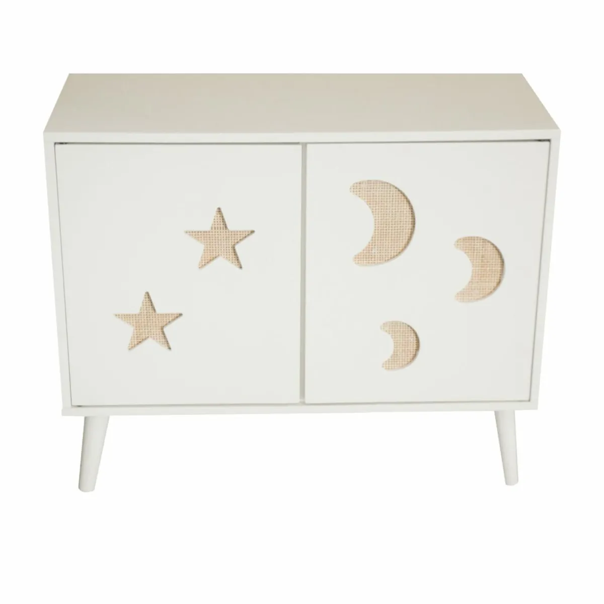 EMINZA Meuble de rangement enfant bois 2 portes (H65 cm) Stars Blanc Outlet