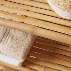 EMINZA Meuble de rangement pliable en bambou 3 étagères (56 x H90 cm) Hanoï Naturel