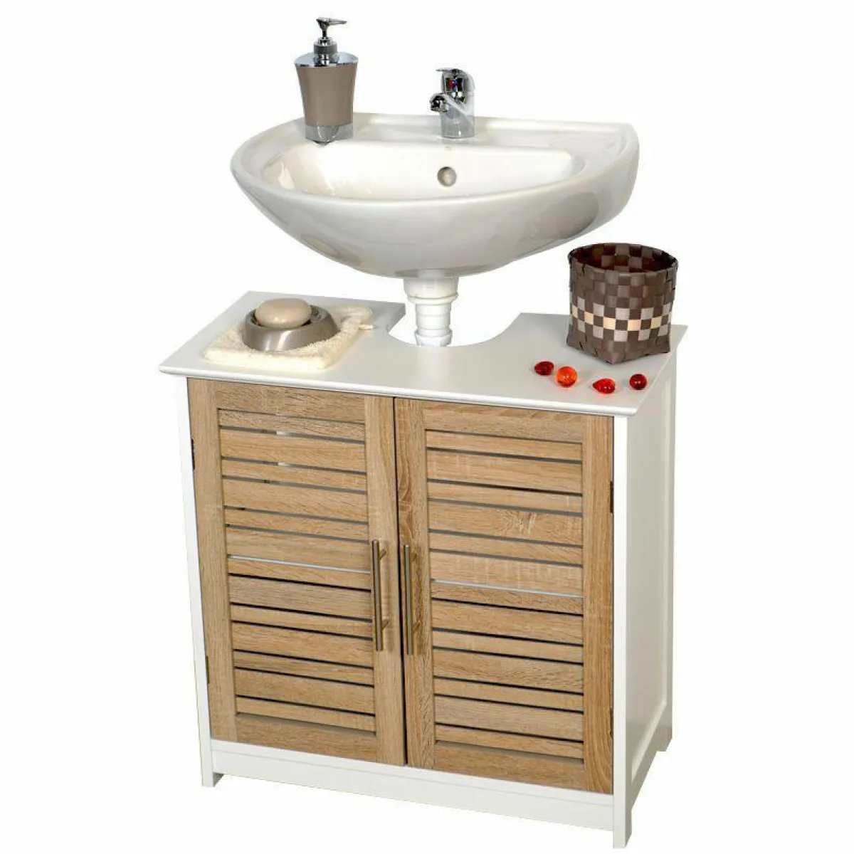 TENDANCE Meuble dessous lavabo (60 x H70 cm) Stockholm Bois Clearance