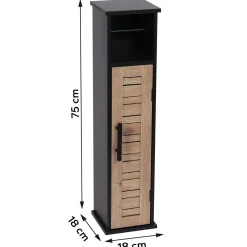TENDANCE Meuble dérouleur papier toilette avec réserve (H75 cm) Bergen Noir Hot