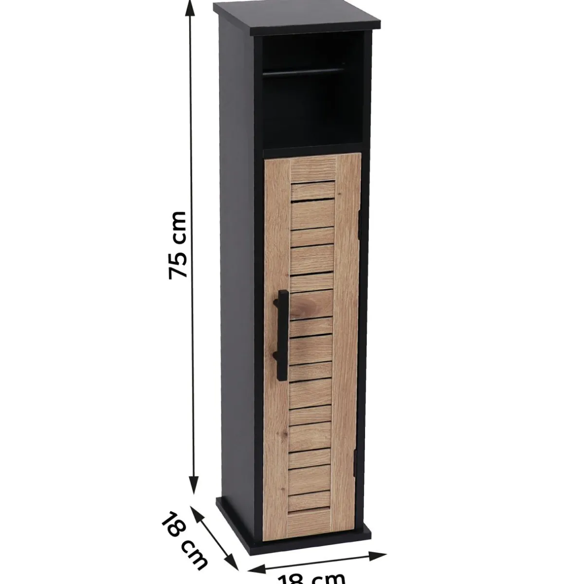TENDANCE Meuble dérouleur papier toilette avec réserve (H75 cm) Bergen Noir Hot