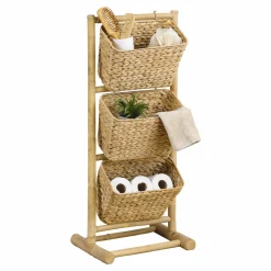 TENDANCE Meuble incliné 3 paniers bambou et jacinthe d'eau (40 x H92 cm) Hanoï Naturel Discount