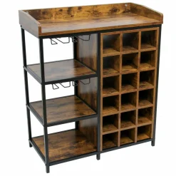 EMINZA Meuble range-bouteilles industriel 18 emplacements et porte-verres (H82 cm) Paul Marron Best