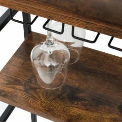 EMINZA Meuble range-bouteilles industriel 18 emplacements et porte-verres (H82 cm) Paul Marron Best