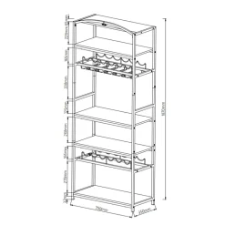 EMINZA Meuble range-bouteilles industriel 12 emplacements et porte-verres (H180 cm) Pablo Marron Online