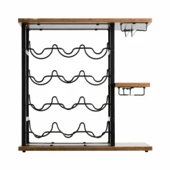 EMINZA Meuble range-bouteilles industriel 12 emplacements et porte-verres (H50 cm) Arthur Noir New