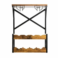 EMINZA Meuble range-bouteilles industriel 8 emplacements et porte-verres (H56 cm) Tiago Noir Outlet