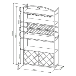 EMINZA Meuble range-bouteilles industriel 32 emplacements et porte-verres (H180 cm) Marceau Marron New