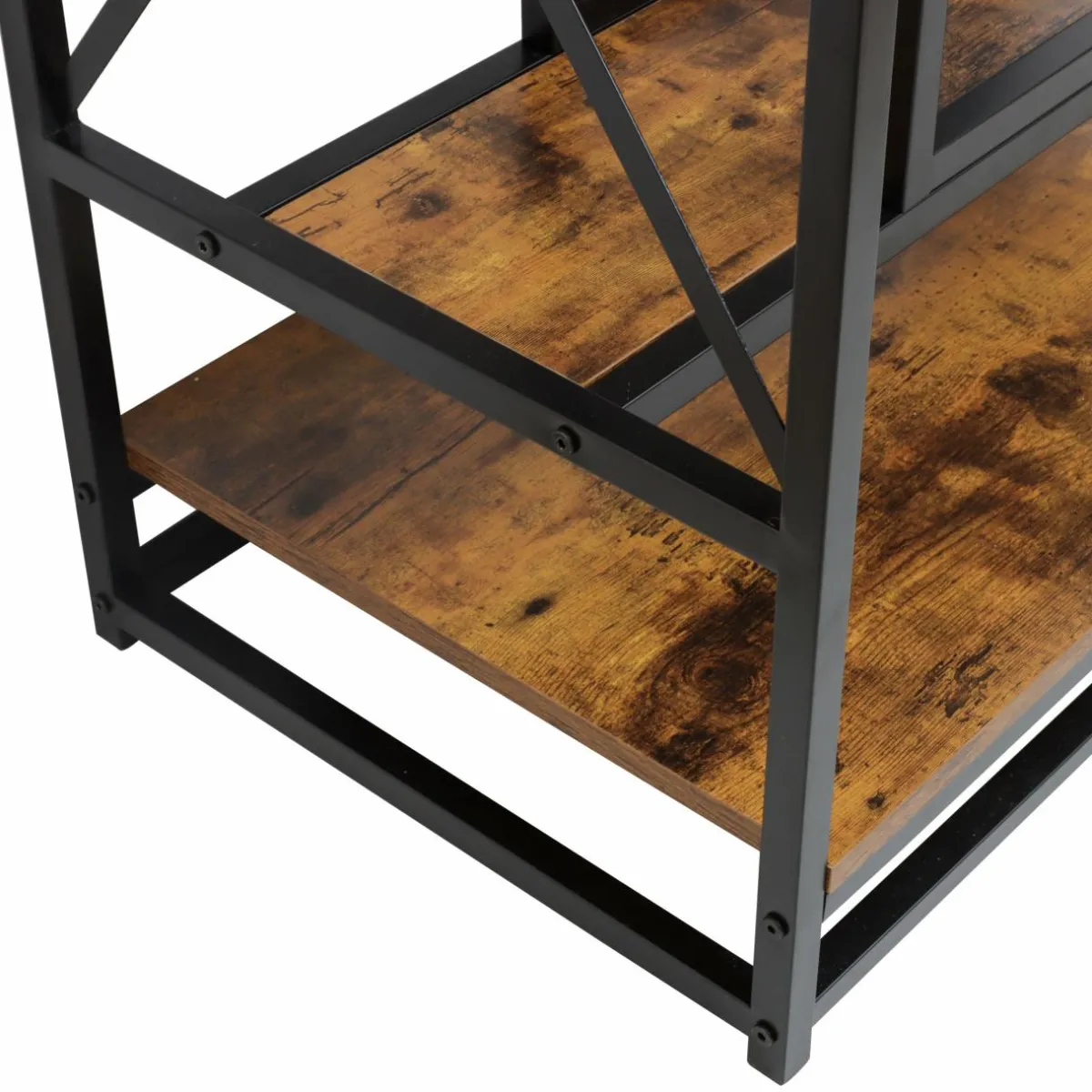EMINZA Meuble range-bouteilles industriel 12 emplacements et porte-verres (H86 cm) Louis Marron Outlet