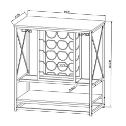 EMINZA Meuble range-bouteilles industriel 12 emplacements et porte-verres (H86 cm) Louis Marron Outlet