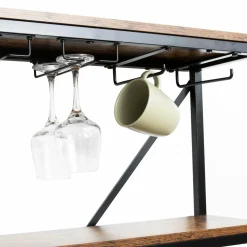EMINZA Meuble range-bouteilles industriel 10 emplacements et porte-verres (H178 cm) Léon Marron Outlet