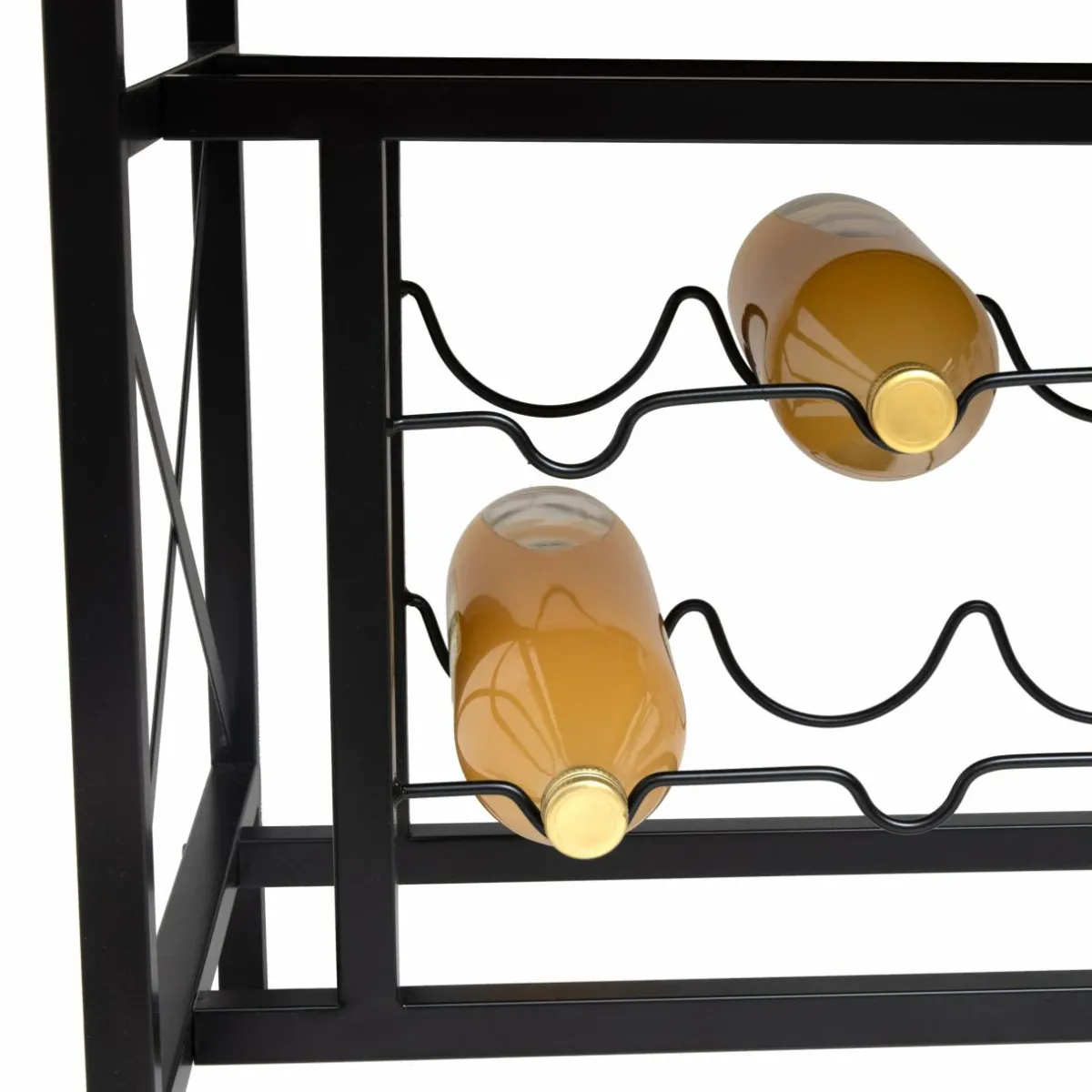 EMINZA Meuble range-bouteilles industriel 10 emplacements et porte-verres (H178 cm) Léon Marron Outlet