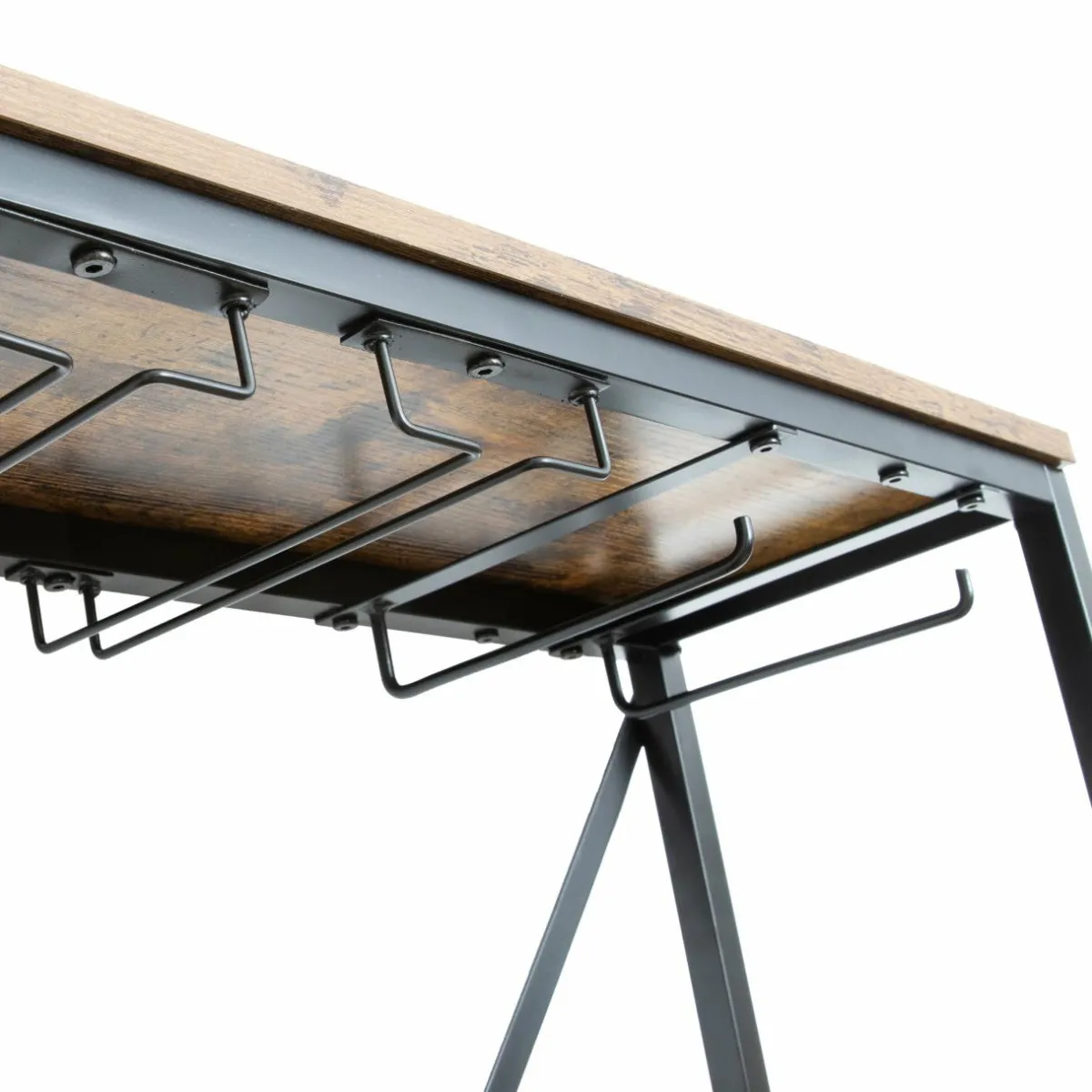 EMINZA Meuble range-bouteilles industriel 10 emplacements et porte-verres (H178 cm) Léon Marron Outlet