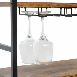 EMINZA Meuble range-bouteilles industriel 18 emplacements et porte-verres (H100 cm) Hugo Marron Best