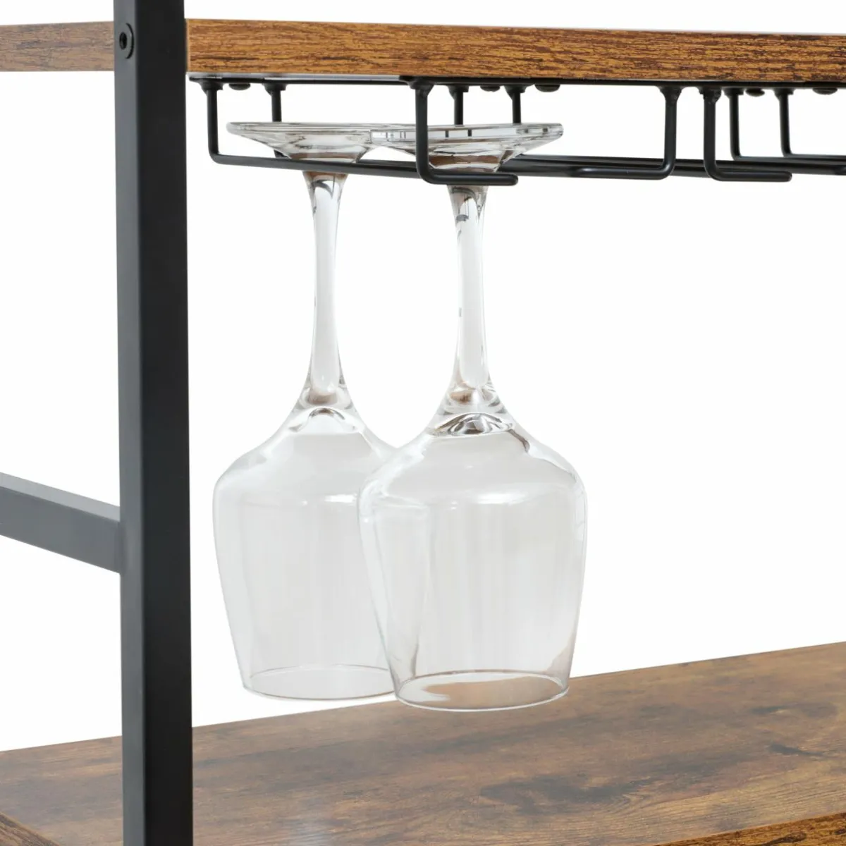 EMINZA Meuble range-bouteilles industriel 18 emplacements et porte-verres (H100 cm) Hugo Marron Best