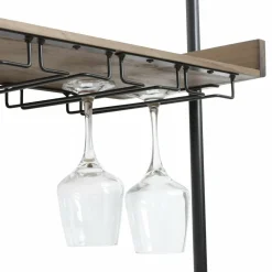 EMINZA Meuble range-bouteilles mural et métal 18 emplacements et porte-verres (H120 cm) Isaac Marron Bois