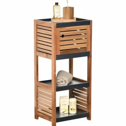 TENDANCE Meuble rangement 4 étagères (36 x H83 cm) Elément Acacia Bois