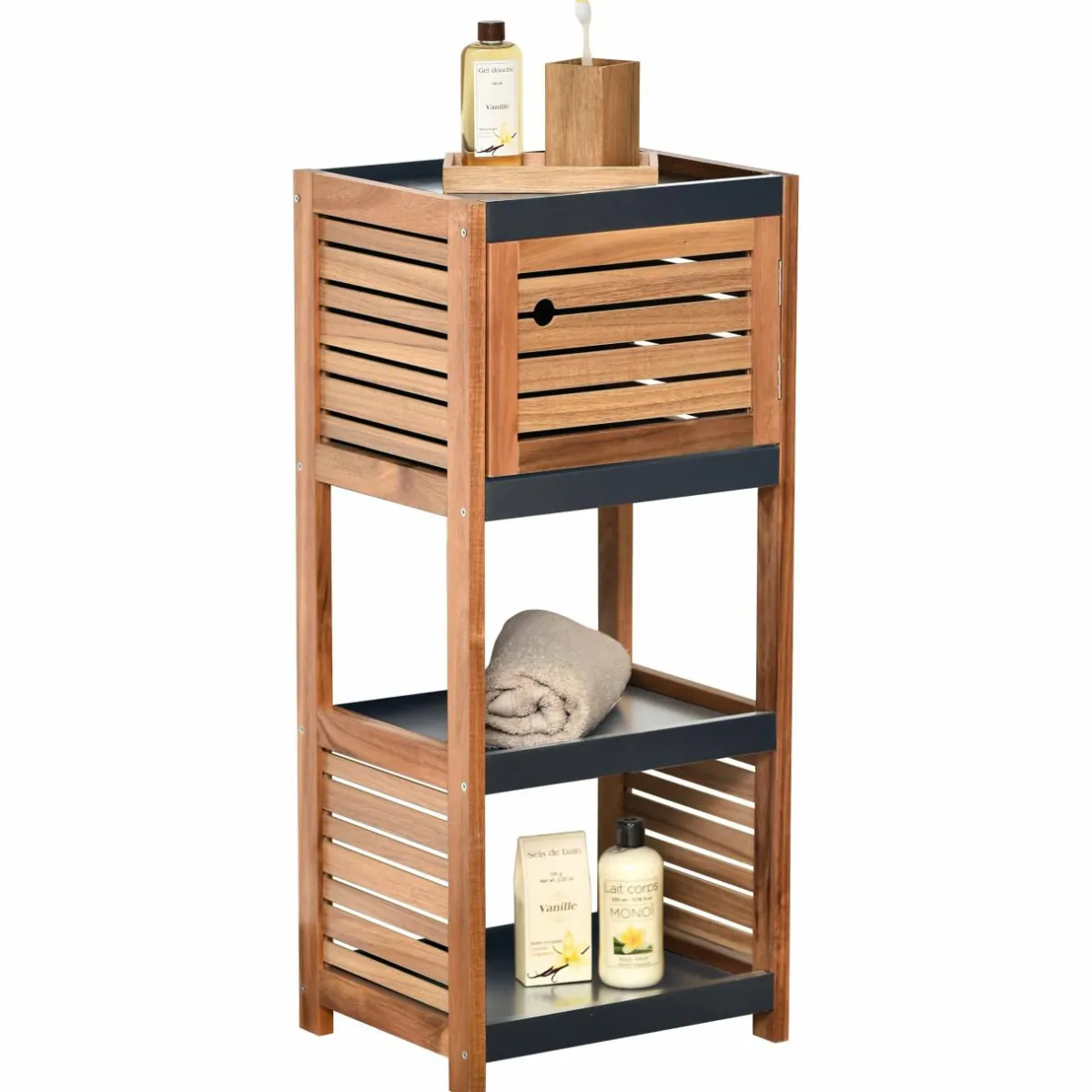 TENDANCE Meuble rangement 4 étagères (36 x H83 cm) Elément Acacia Bois