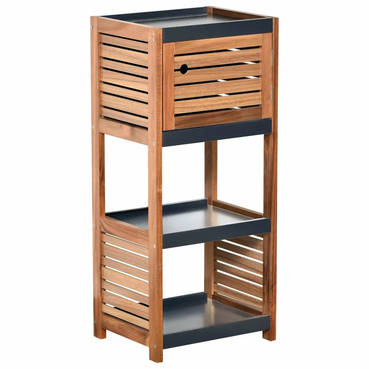 TENDANCE Meuble rangement 4 étagères (36 x H83 cm) Elément Acacia Bois