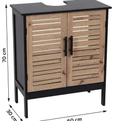 TENDANCE Meuble sous lavabo (60 x H70 cm) Bergen Noir Hot
