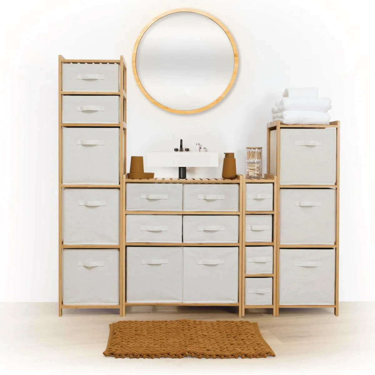 5 Five Simply Smart Meuble étroit paniers 4 niveaux (19 x H78.5 cm) Tidy box Ecru Discount