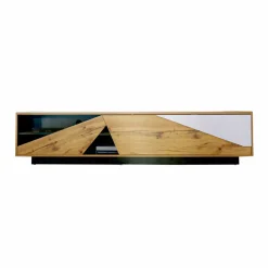 EMINZA Meuble TV en design (L180 x 40 cm) Alabama Blanc, noir et naturel Bois Sale