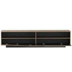 EMINZA Meuble TV en design (L180 x 40 cm) Alabama Blanc, noir et naturel Bois Sale