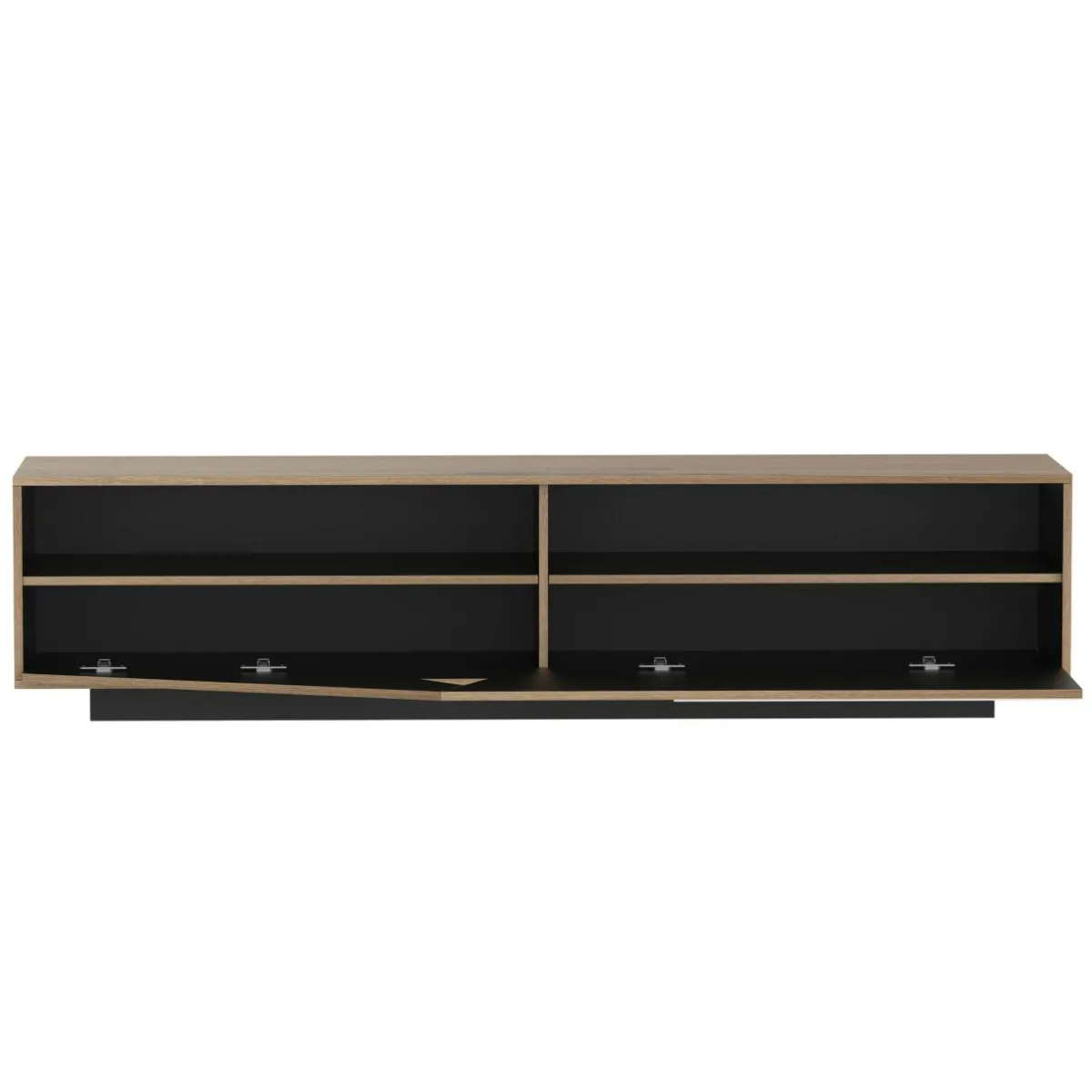 EMINZA Meuble TV en design (L180 x 40 cm) Alabama Blanc, noir et naturel Bois Sale