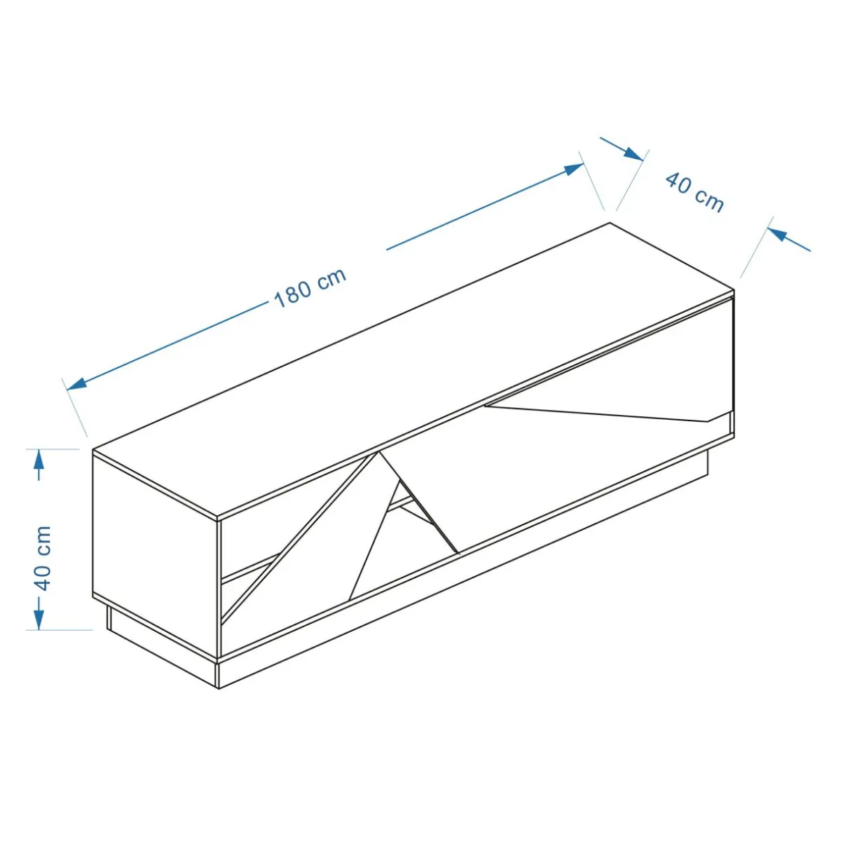 EMINZA Meuble TV en design (L180 x 40 cm) Alabama Blanc, noir et naturel Bois Sale