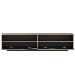 EMINZA Meuble TV en design (L180 x 40 cm) Florida Blanc, noir et naturel Bois Clearance