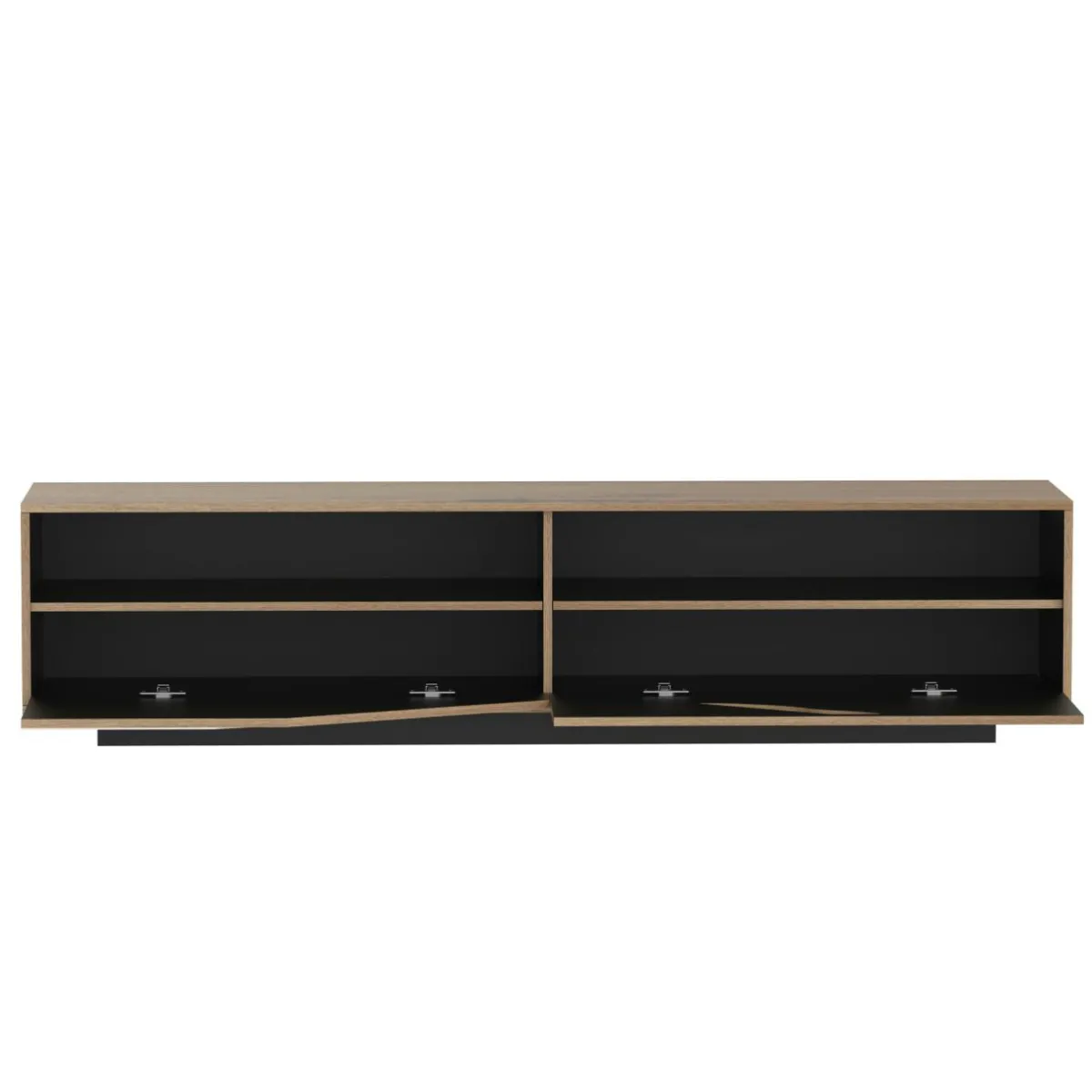 EMINZA Meuble TV en design (L180 x 40 cm) Florida Blanc, noir et naturel Bois Clearance